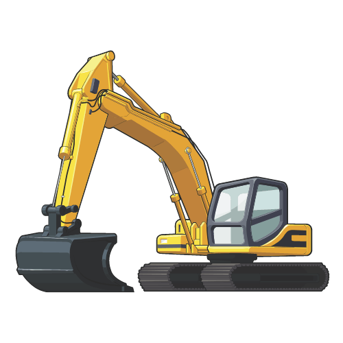 Gul gravemaskine til byggearbejde